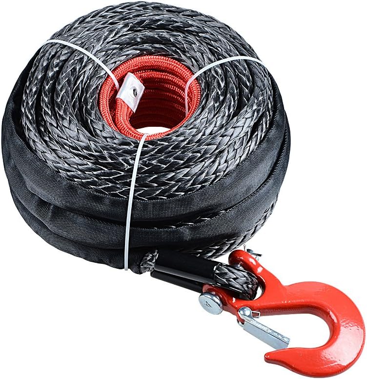 Astra Depot 85ft x 3/8 inch Synthetic Winch Line Rope 20500LBs and Heat Rock Guard Compatible for ATV UTV RV Truck KFI Marine Boat