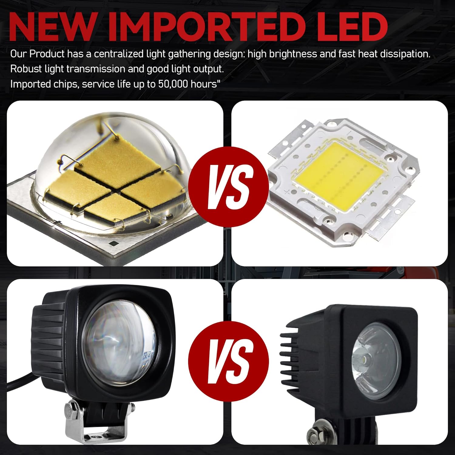 (Upgrade) LED Forklift Safety Lights Red DC 12- 100V Forklift Backup Lights 10W Warehouse Pedestrian Warning Spot Lights Pack of 2