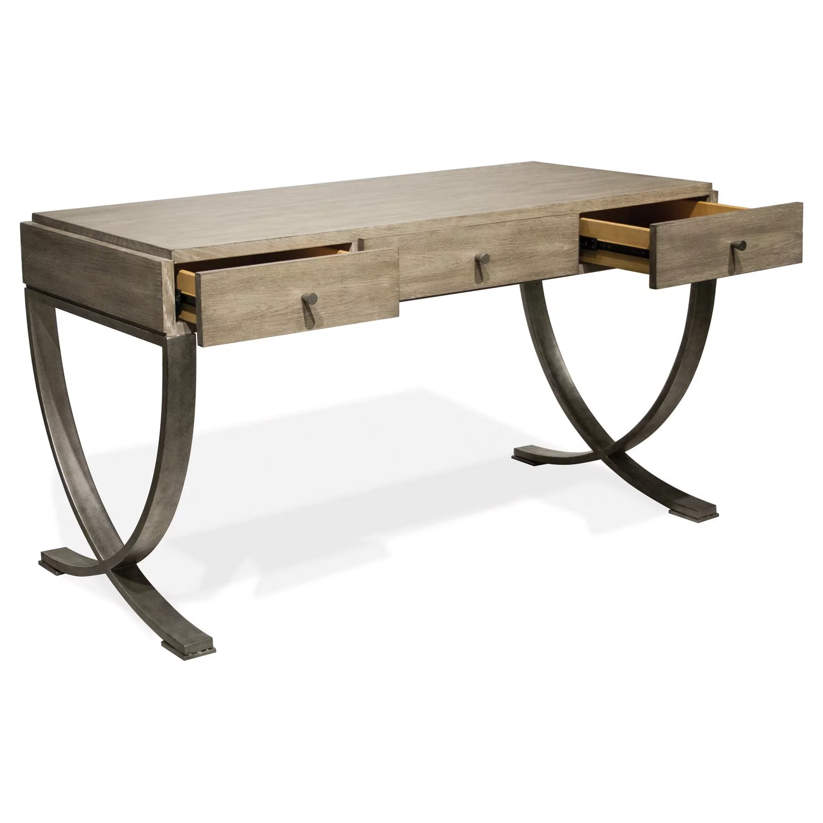 Riverside Furniture Sophie Wood and Metal Writing Desk in Natural