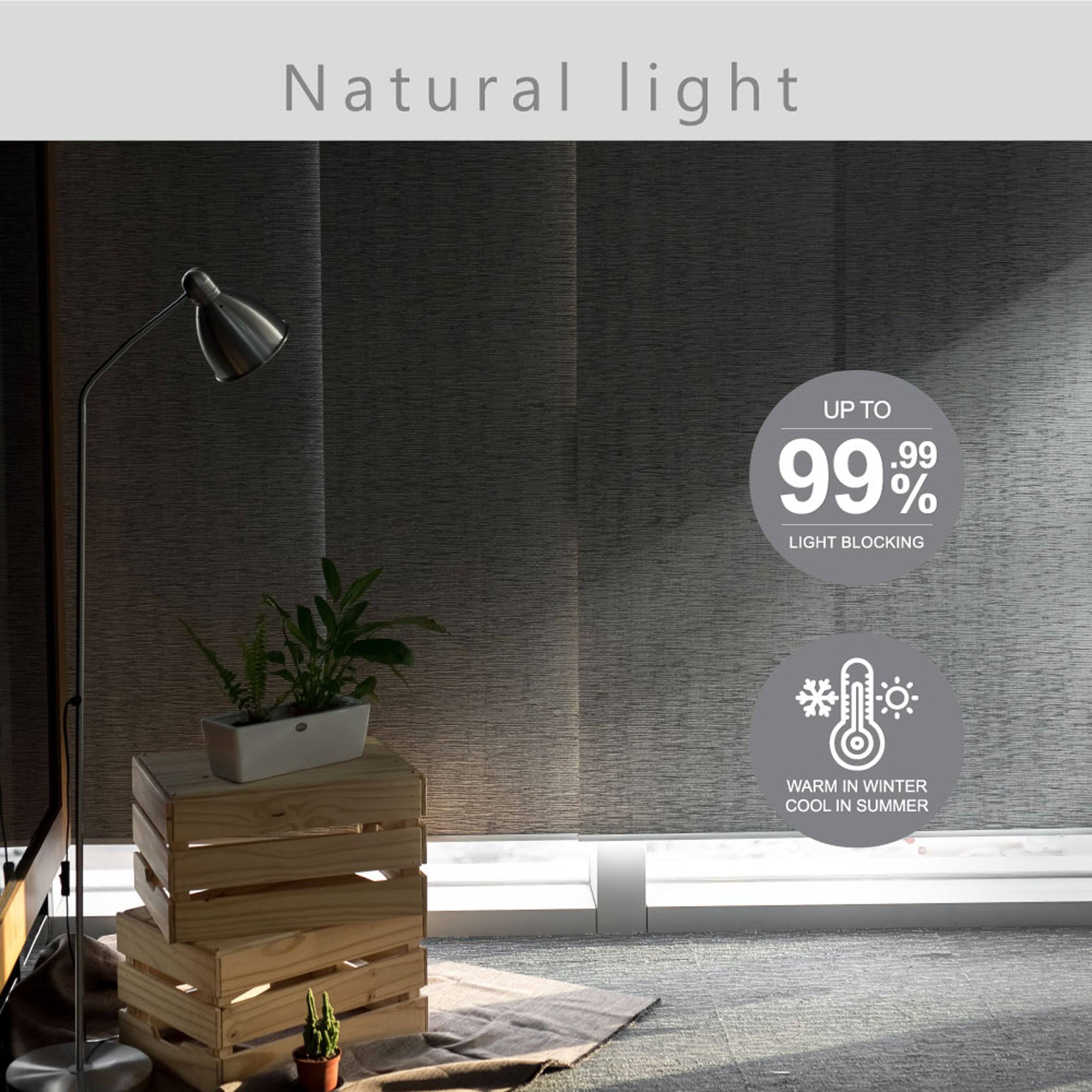 GoDear Design Munich Castle + 99.99% Blackout Adjustable Sliding Window Panel Track with 23 in. Slates Up to 86 in. W x 96 in. L