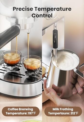 Gevi Espresso Expresso Machine 20 Bar with Auto Milk Frother, Professional Espresso Maker with Steam Wand, Compact Stainless Steel Cappuccino & Latte Machine, Gift for Coffee Lover, Home Baristas