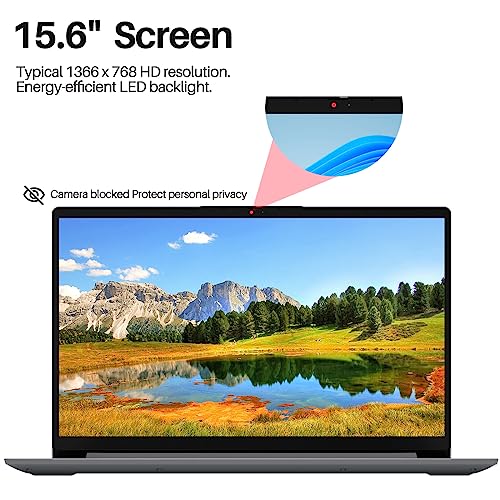 Lenovo 2024 IdeaPad 1 15.6" Students Laptop, AMD Athlon Silver 7120U Processor, 4GB LPDDR5 RAM, 256GB SSD, AMD Radeon Graphics, Wi-Fi 6, Anti-Glare, Windows 11 Pro, SD Card Reader, Cloud Grey