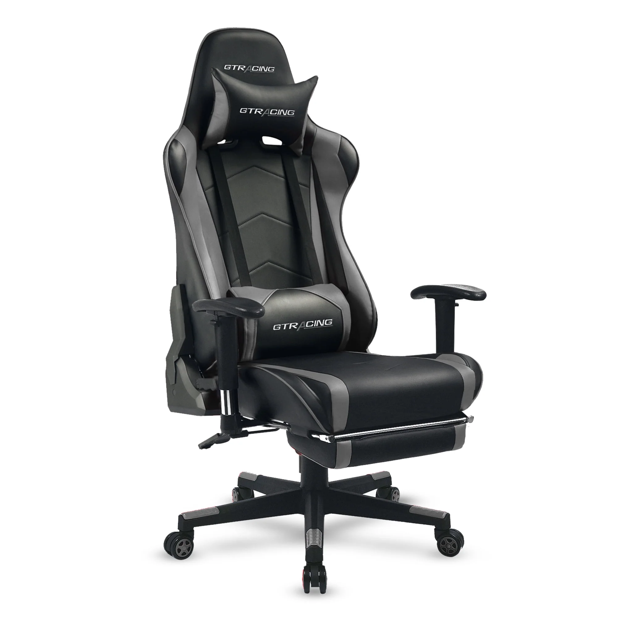 GTRACING Gaming Chair Office Chair PU Leather with Footrest & Adjustable Headrest, Red