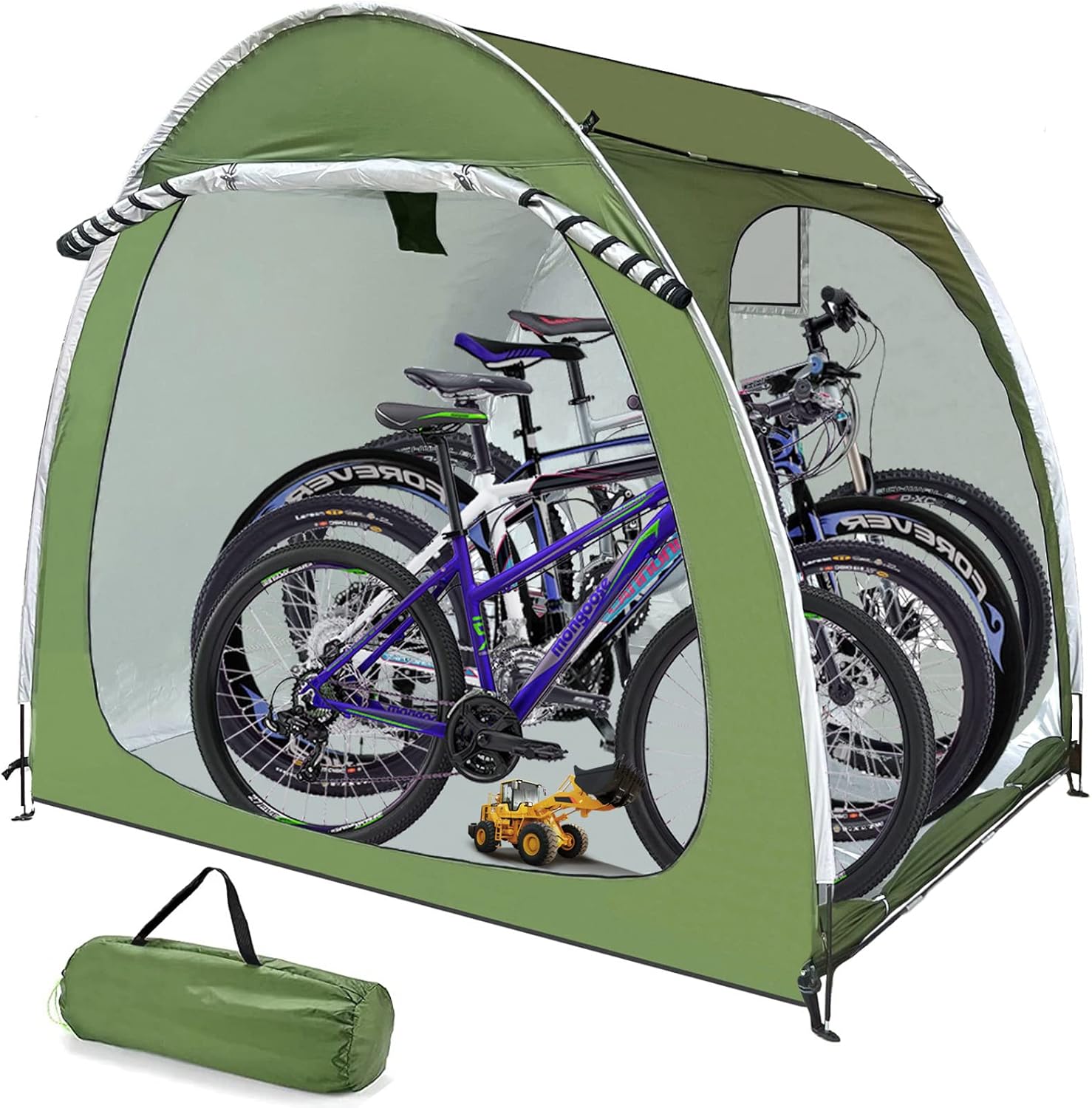 Large Bike Storage Shed Tent,Portable Bike Bicycle Motorcycle Tent Waterproof Garden Storage Cover Heavy Duty Double-Sided Opening Tricycle Motorcycle Storage Tent for Outdoor Camping Hiking (Black)