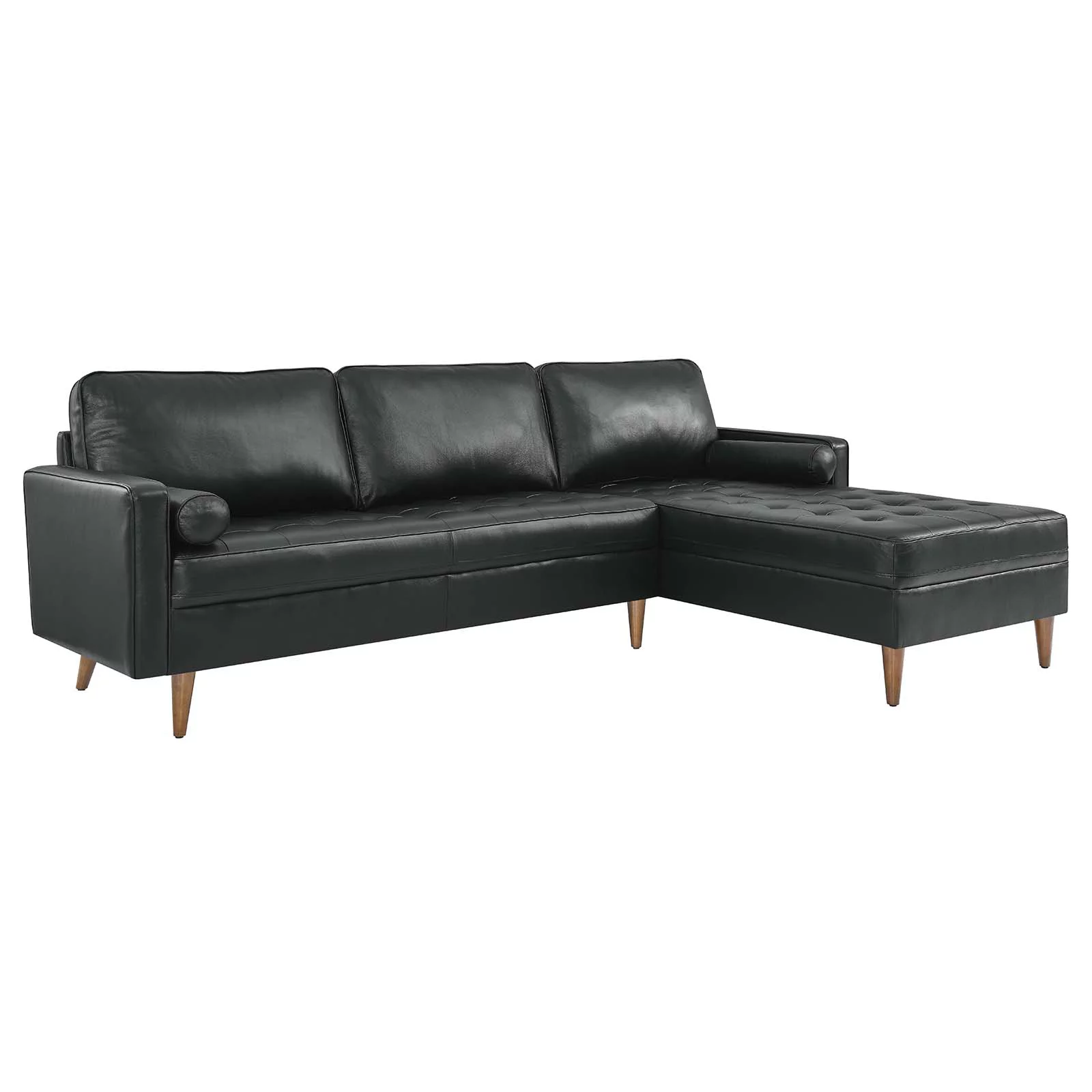Modway Valour 98" Leather Sectional Sofa in Black