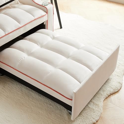 Convertible Sleeper Sofa Bed, 3 in 1 Velvet Pull Out Loveseat Couch Modern Comfy Futon Sofa with Adjustable Backrest & Phone Holder & USB Charging Space Saving for Living Room, Small Apartment, Grey