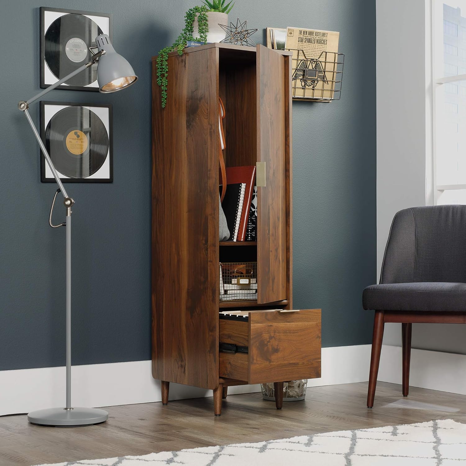 Sauder Clifford Place Storage Cabinet with File, Grand Walnut Finish
