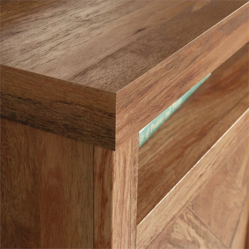 Sauder Cannery Bridge Herringbone TV Stand for TVs up to 65", Sindoori Mango Finish
