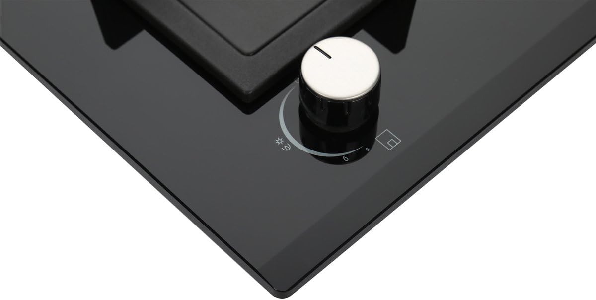 K&H 2 Burner 12 Inch Built-in LPG/Propane Gas Stove Top Glass Surface Cast Iron Cooktop 2-GCW-LPG