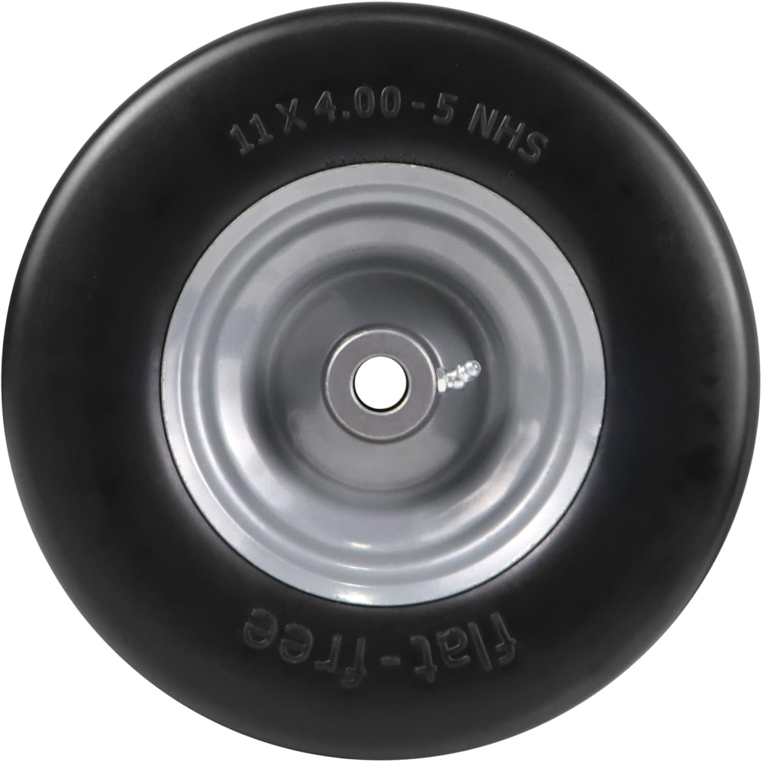 2 PCS 11x4.00-5" Flat Free Lawn Mower Tire on Wheel, 3/4" or 5/8" Bushing, 3.4"-4"-4.5 -5" Centered Hub, Universal Fit Smooth Tread Tire for Zero Turn Lawn Mowers, with Universal Adapter Kit