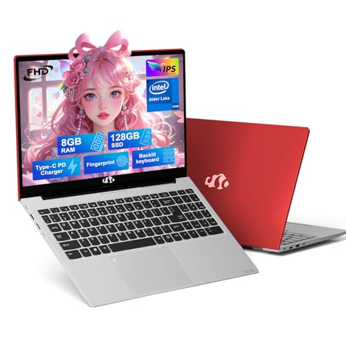 NIMO 15.6 IPS-FHD-Laptop, Intel Pentium 4 Cores N100 8GB RAM 128GB SSD Backlit Keyboard Fingerprint (Beat to i3-1115G4 Up to 3.4GHz) Computer for Student-Home WiFi 6 BT5.2 Win 11