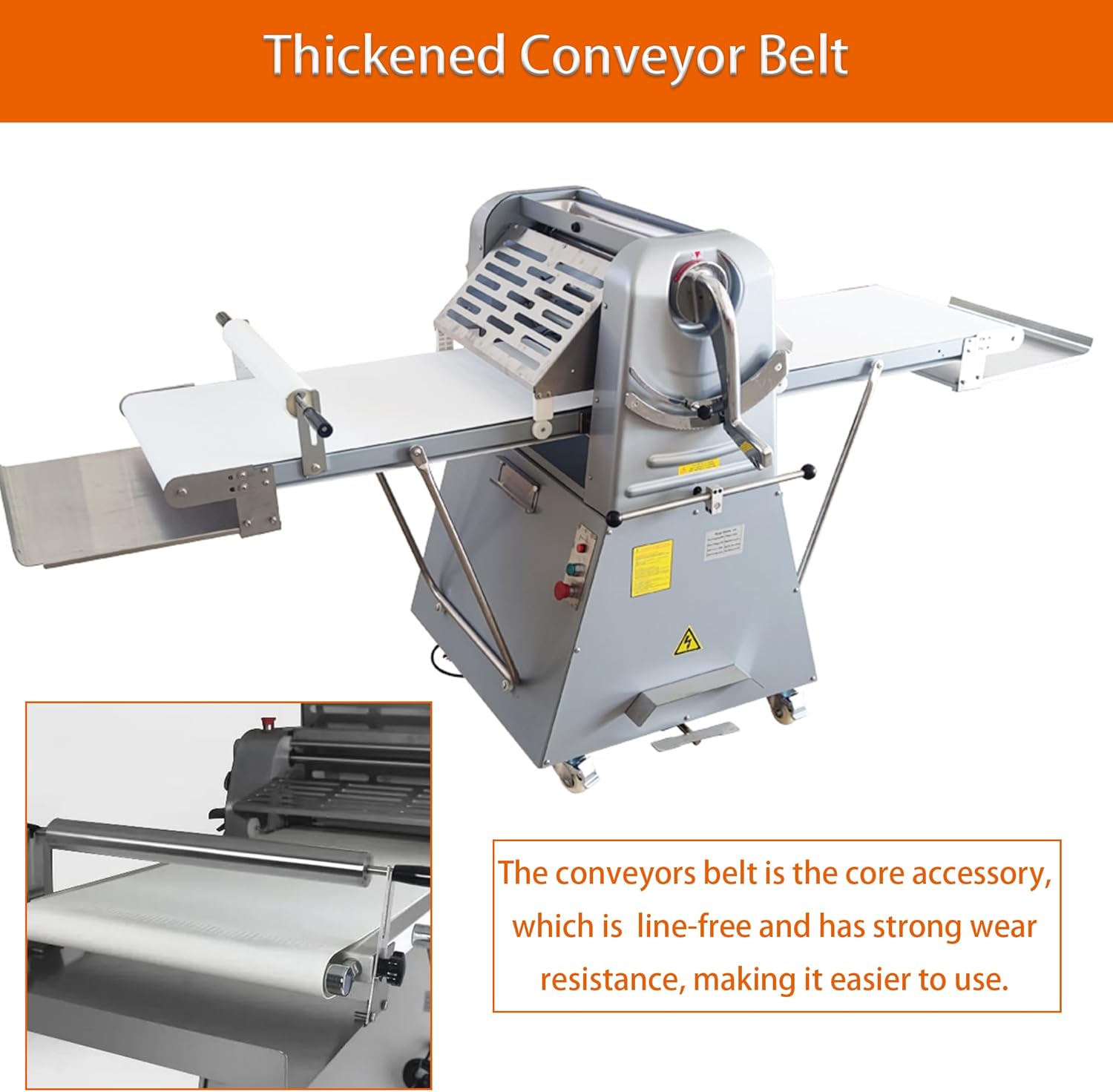 Dough Sheeter Commercial Dough Roller Sheeter Electric Croissant Pastry Sheeter 20"×82" Fondant Reversible Pizza Press Rolling Machine Adjustable Thickness with Foot Pedal 110V