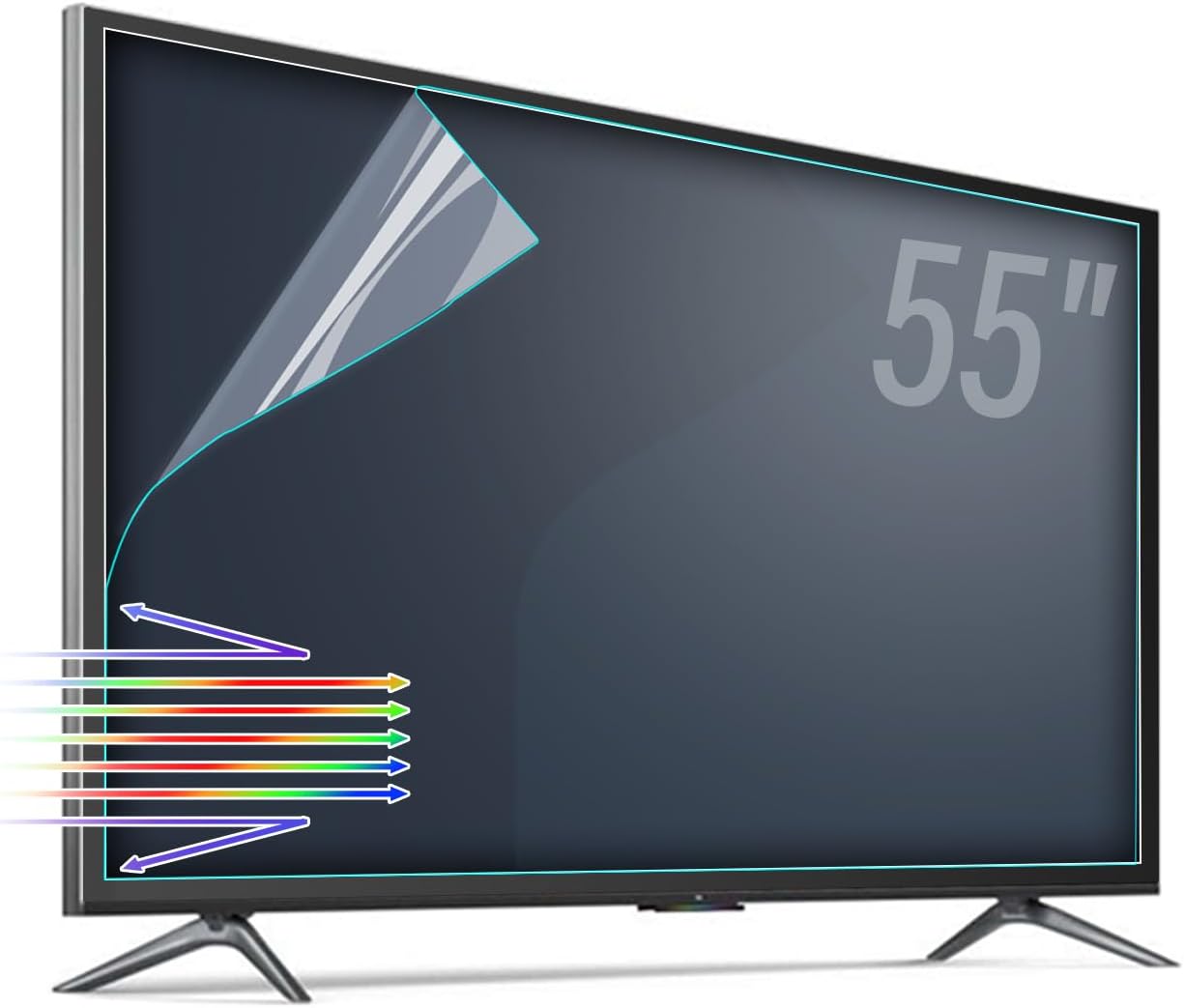 Anti Glare Film for TV 55 inch,Anti Blue Light Anti UV Anti Scratch TV Screen Protector Film,Relieve Eye Strain and Reduce TV Screen Glare,55 inch Glare Matte Film