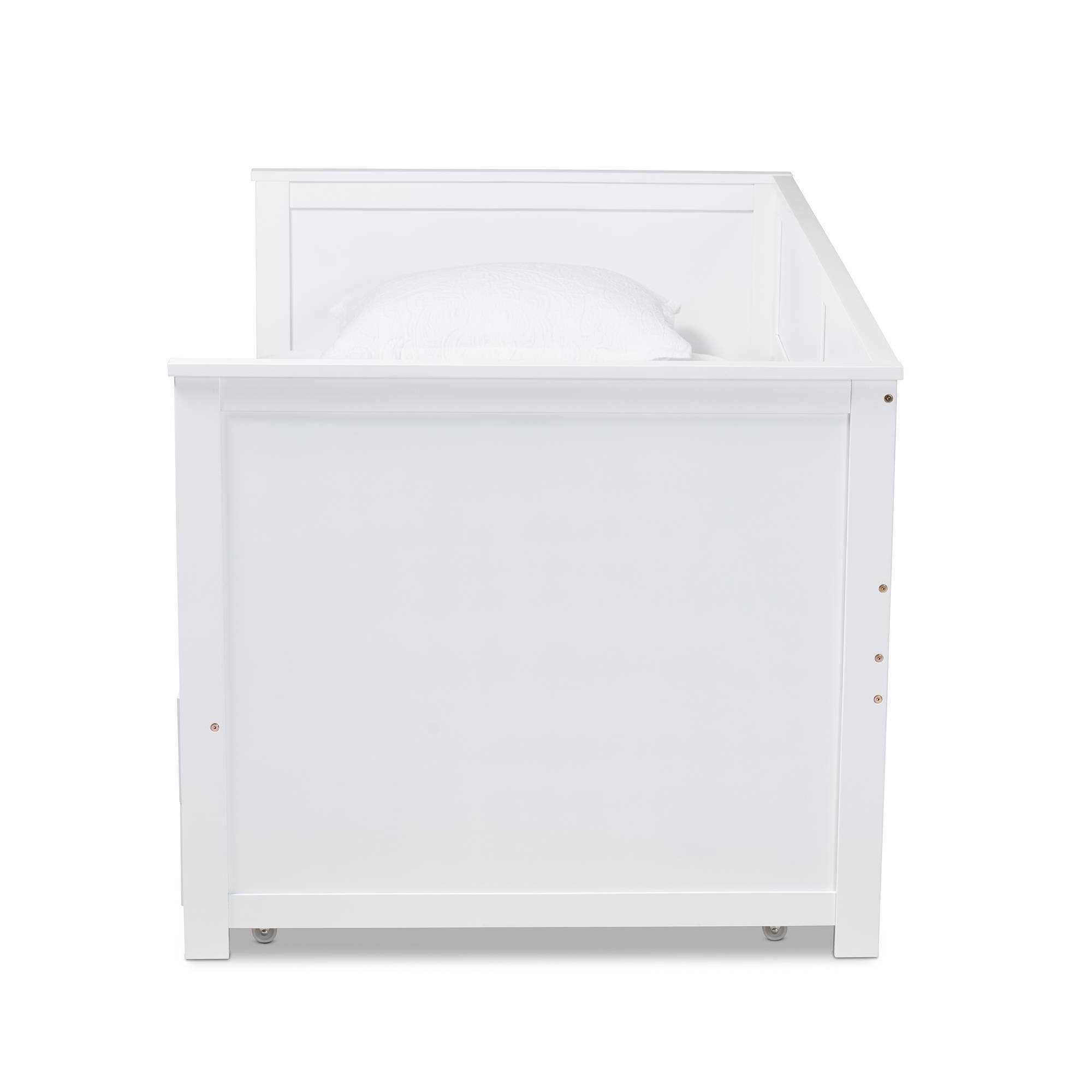 Baxton Studio Thomas Classic and Traditional White Finished Wood Expandable Twin Size to King Size Daybed with Storage Drawers