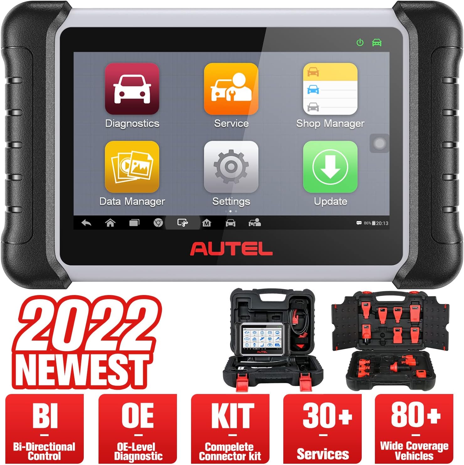 Autel Scanner MaxiPRO MP808K Car Diagnostic Scan Tool [with $150 Adapter kit], 2022 New Model of MP808, MaxiDAS DS808, Same as MS906, with Bi-Directional Control, All Systems Diagnostics, 30+ Services