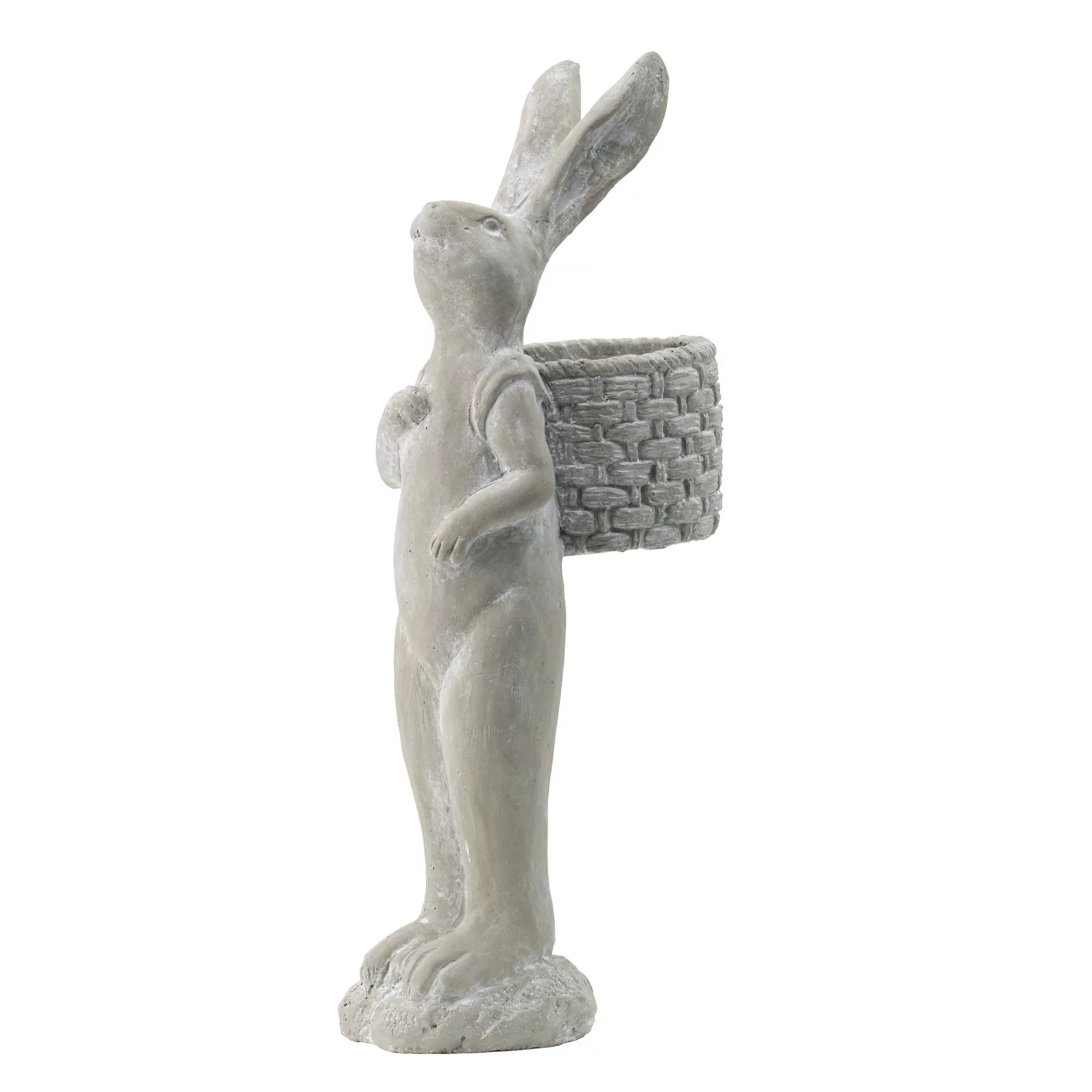 CC Home Furnishings 19.5" Gray Standing Rabbit with Basket Weave Accent Shoulder Planter - Curated Treasures Market
