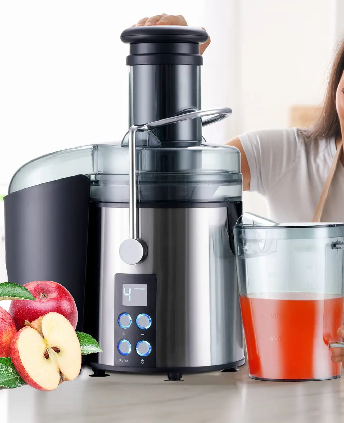Centrifugal Juicer Machines for Vegetable Fruit - with 3" Feed Chute Anti-drip Tainless-steel Filter