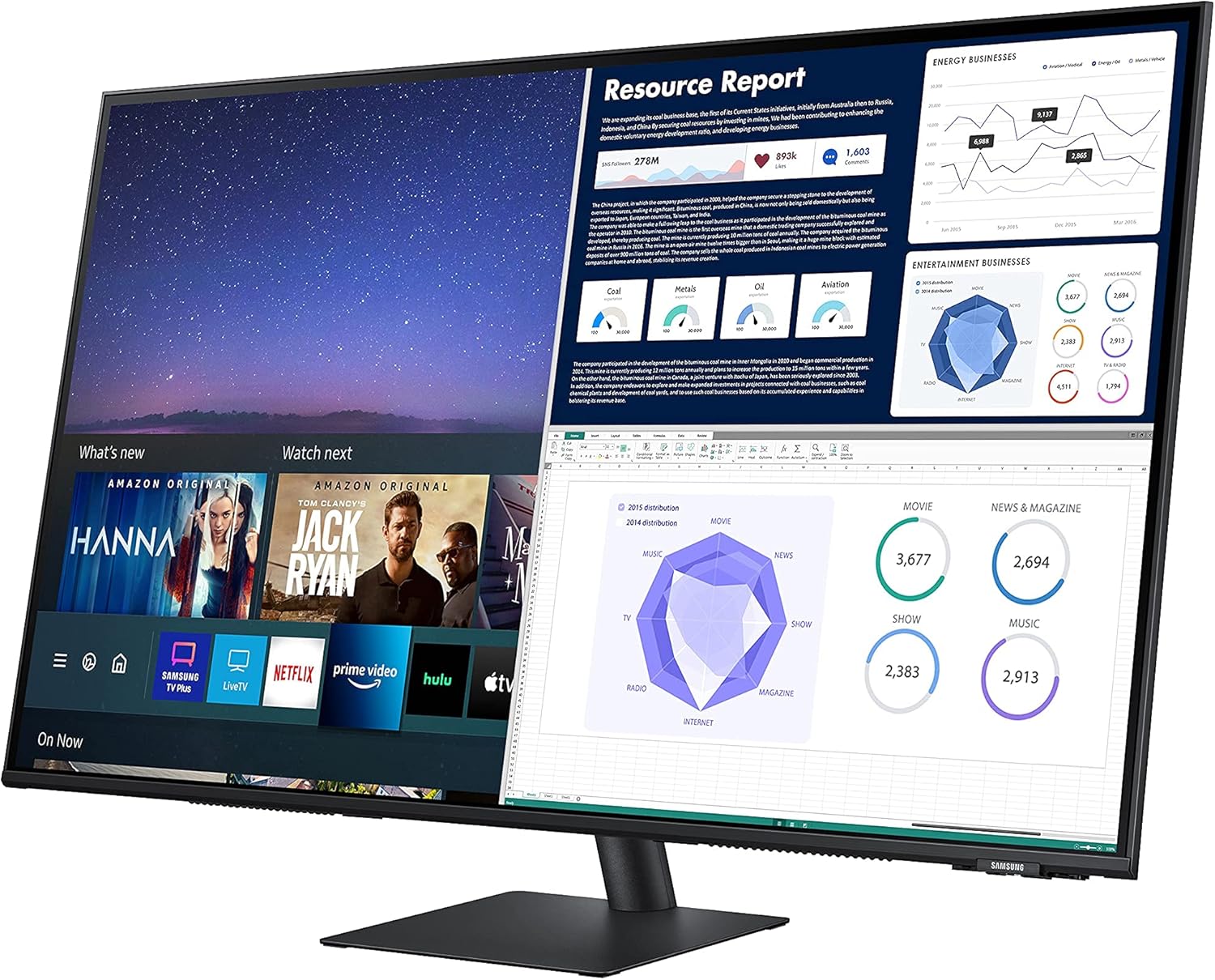 Samsung 43-Inch Class Monitor M7 Series - UHD Smart Monitor LS43AM702UNXZA, 2021 Model (Renewed)
