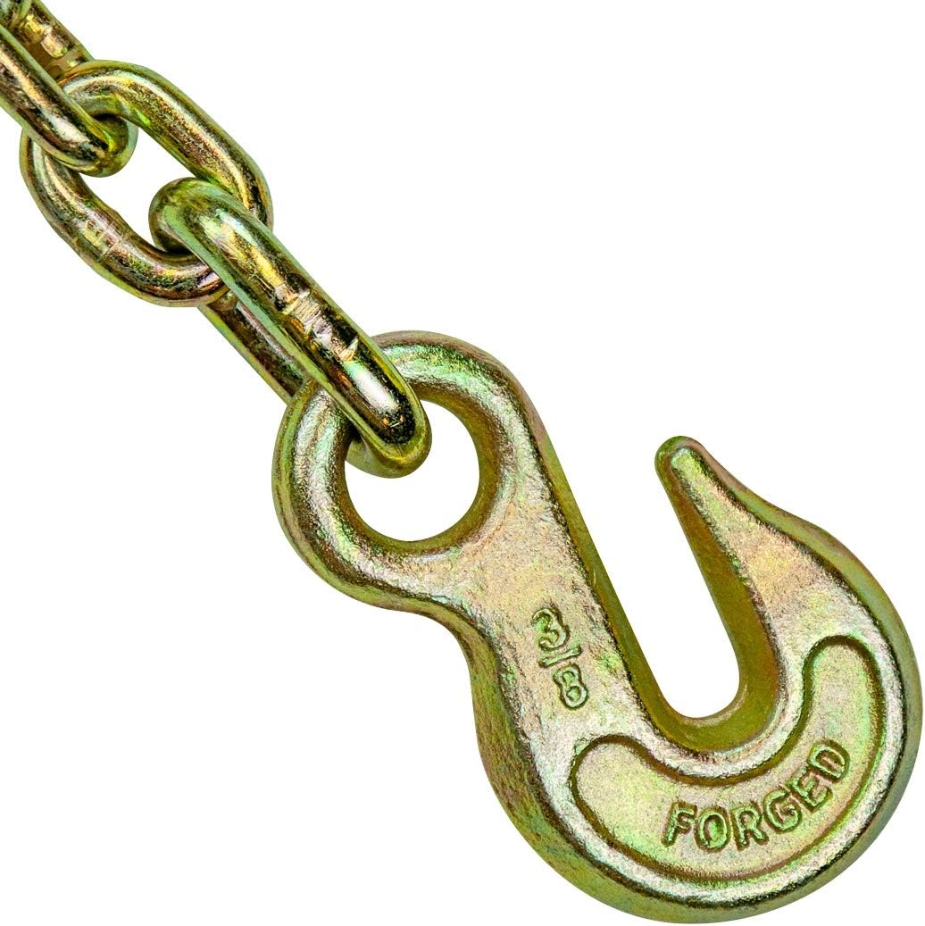 VULCAN Winch Strap with Chain Anchor - 2 Inch x 27 Foot - 4 Pack - Classic Yellow - 3,600 Pound Safe Working Load