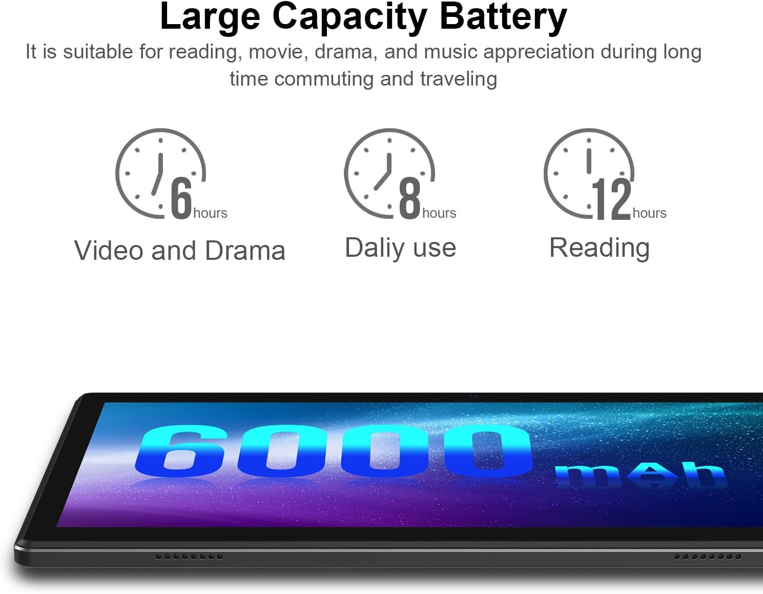 Tablet 10 Inch, Android Tablets, Quad-Core Processor, 32GB ROM 128GB Expand，2+5MP Camera,IPS HD Touch Scree, 6000mah Battery, WiFi Bluetooth, 2022 Powerful Performance Tablet Computer(Black)