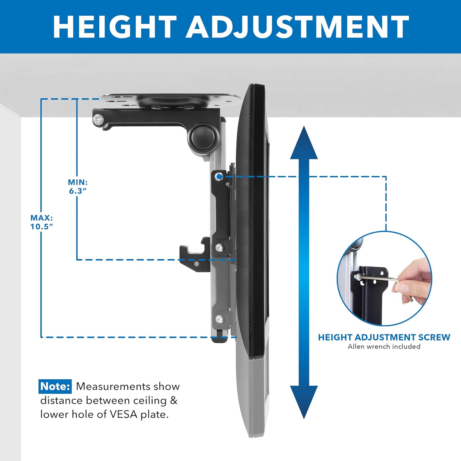 Mount-It! Flip Down TV and Monitor Mount | Ceiling Kitchen Overhead and Under Cabinet Mount | Fits Flat Screens 13 15 17 19 21.5 24 27 32 37 Inches | VESA Compatible 75 - 200 | Height Adjustable