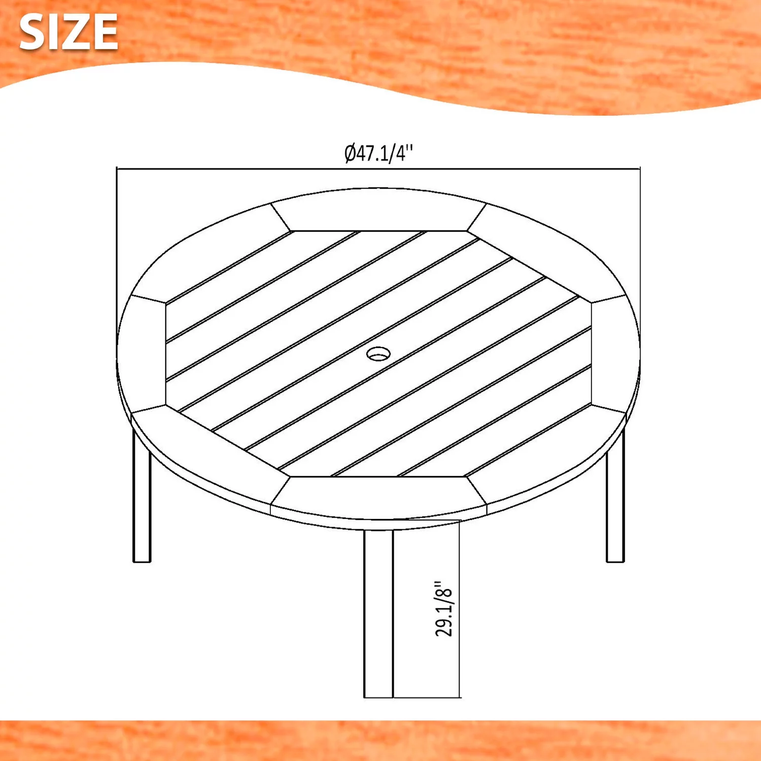 Bahamas 5-Piece Round Patio Dining Set, Eucalyptus Wood, Ideal for Outdoors and Indoors