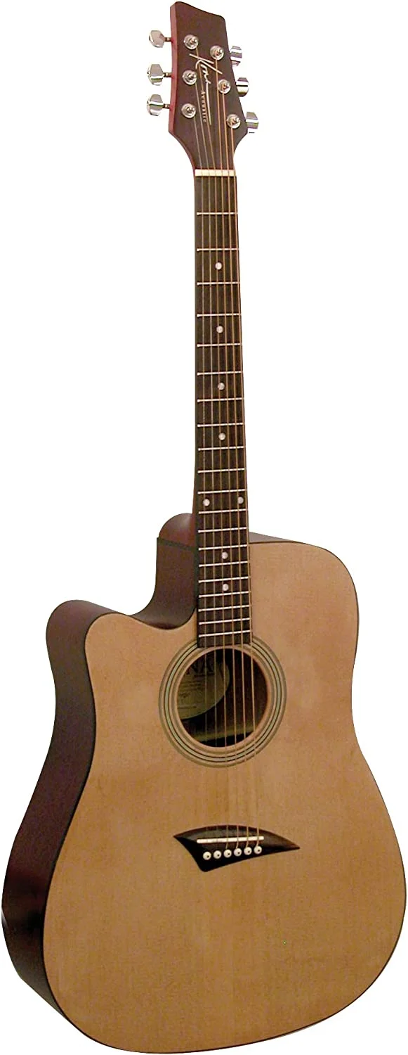 Kona K1L Left-Handed Acoustic Dreadnought Cutaway Guitar in Natural High Gloss Finish - Curated Treasures Market