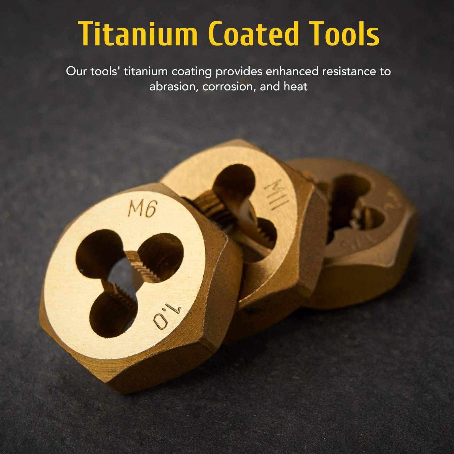 ORION MOTOR TECH 86pc Tap and Hex Die Set in SAE and Metric | Titanium Coated Steel Tap Set and Die Tool Set for Homeowners Mechanics Metric Standard Internal External Threading(Iron Case)