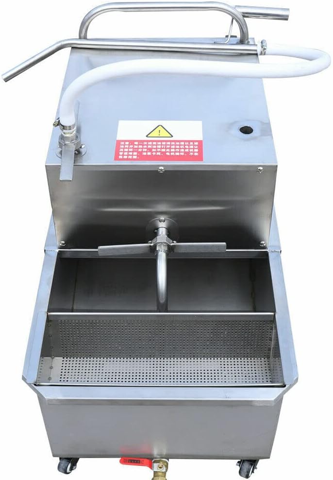Fryer Oil Filter, 55L Large Capacity Commercial Fryer Oil Filter Cart Machine With Oil Unloading Valve, Portable Kitchen Oil Filter System With Universal Casters For Fried Food Production