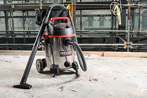RIDGID 50353 1610RV Stainless Steel Wet Dry Vacuum, 16-Gallon Shop Vacuum with Cart, 6.5 Peak HP Motor, Large Wheels, Pro Hose, Drain, Blower Port