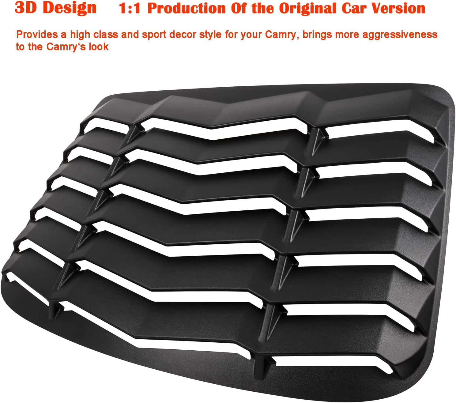 Rear Window Louver for Toyota Camry 2007 2008 2009 2010 2011 ABS Sun Shade Windshield Cover GT Lambo Style (Matte Black)