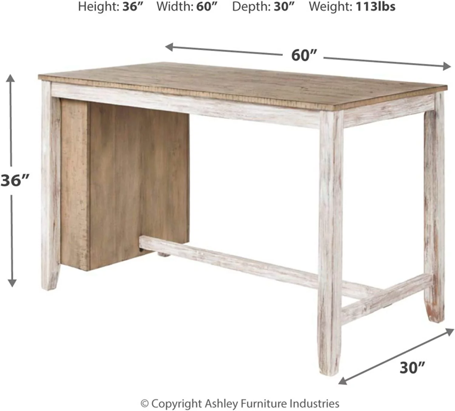 Signature Design by Ashley Casual Skempton Counter Height Dining Table  White/Light Brown