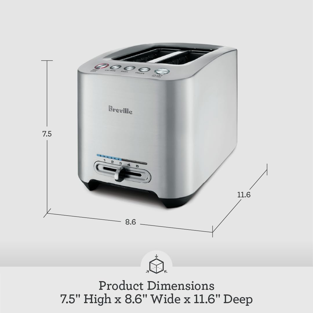 Breville Die-Cast Smart Toaster 2 Slice BTA820XL, Brushed Stainless Steel