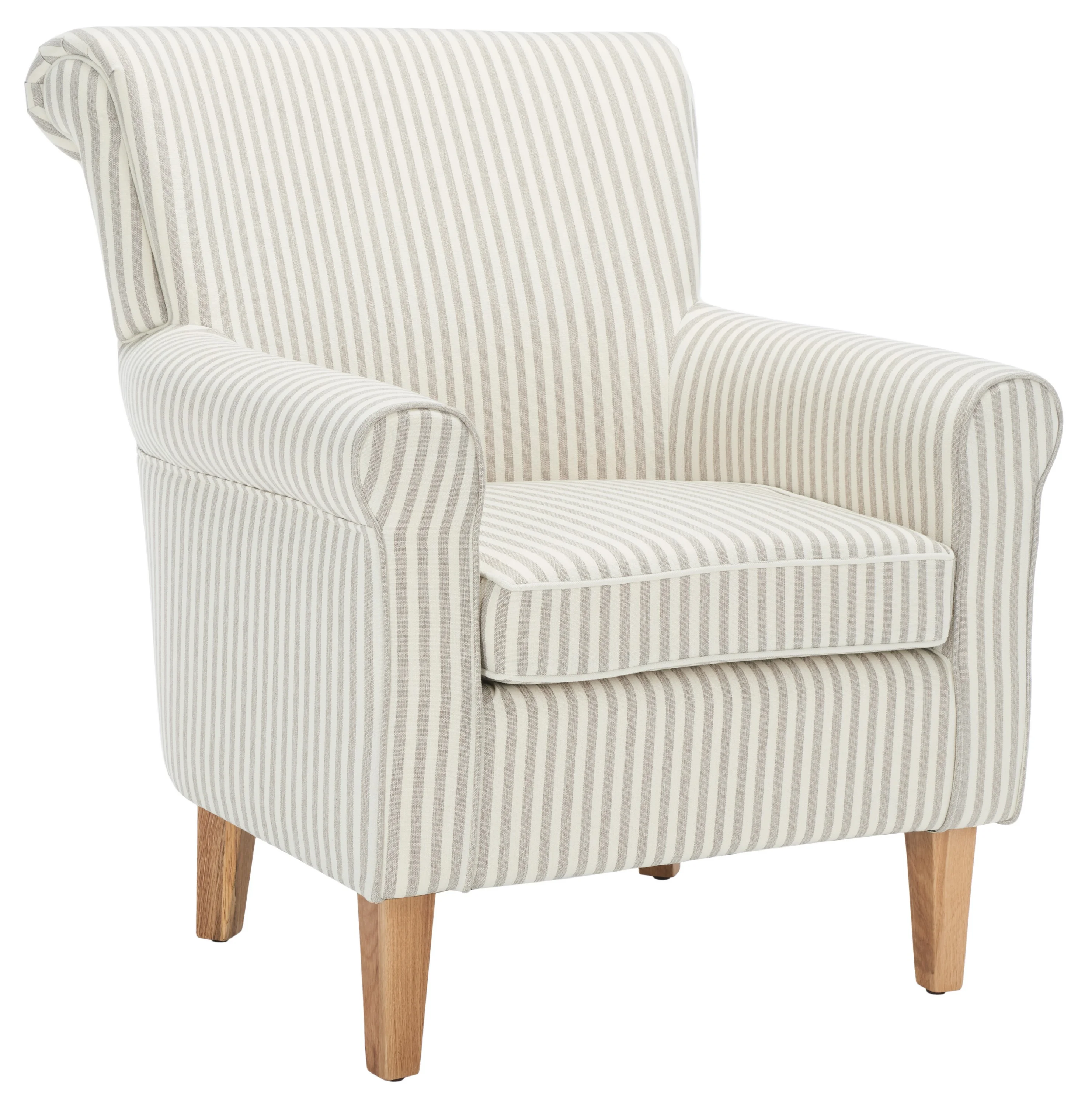 SAFAVIEH Hazina Modern Style Club Chairs, Beige Stripe (30 in. W x 32.8 in. D x 35.4 in. H)