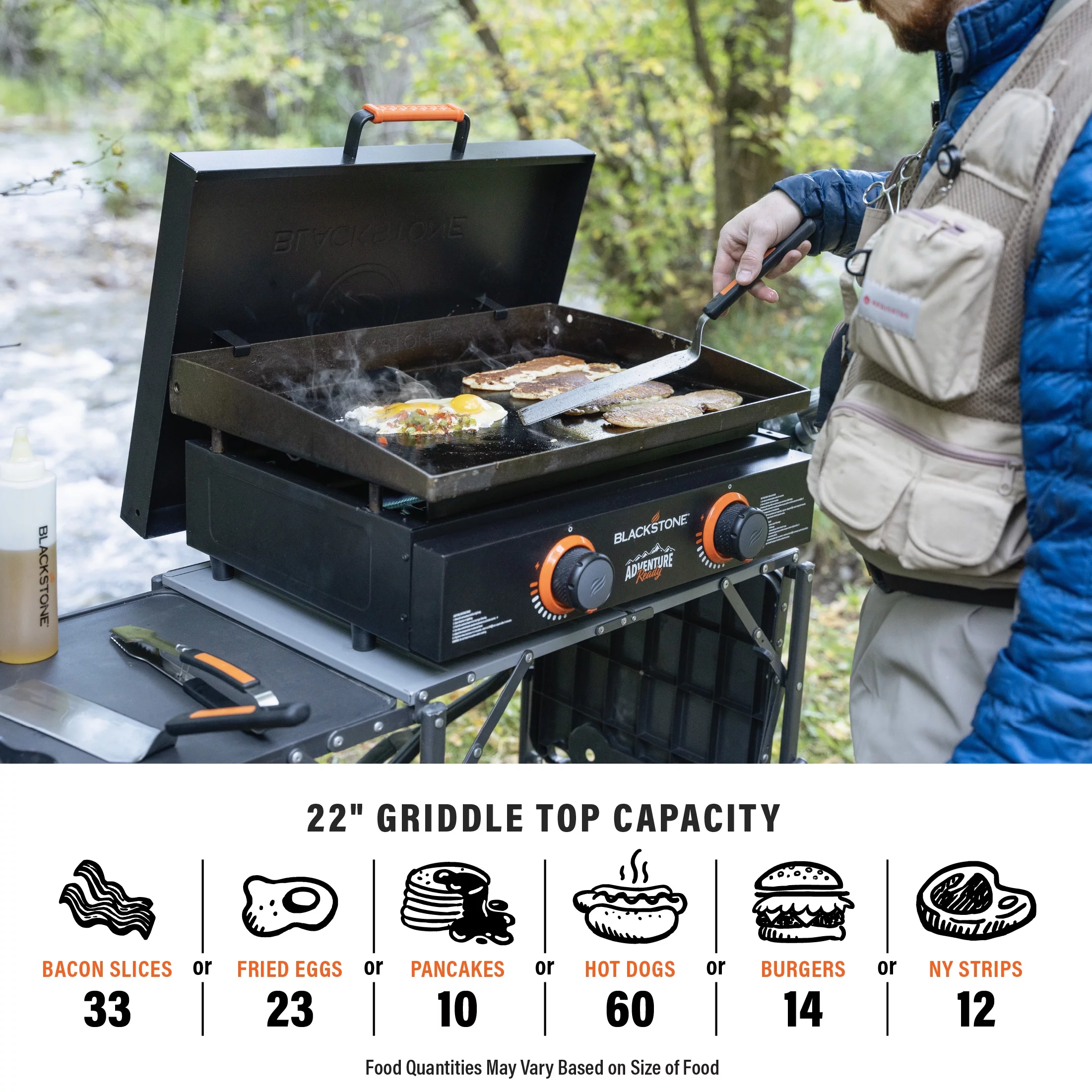 Blackstone Adventure Ready 2-Burner 22 Propane Griddle with Hard Cover in Black