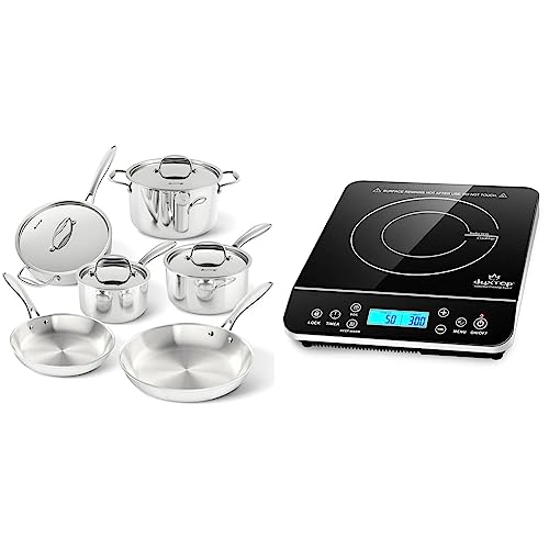 Duxtop Whole-Clad Tri-Ply Stainless Steel Induction Cookware Set, 10PC Kitchen Pots and Pans Set