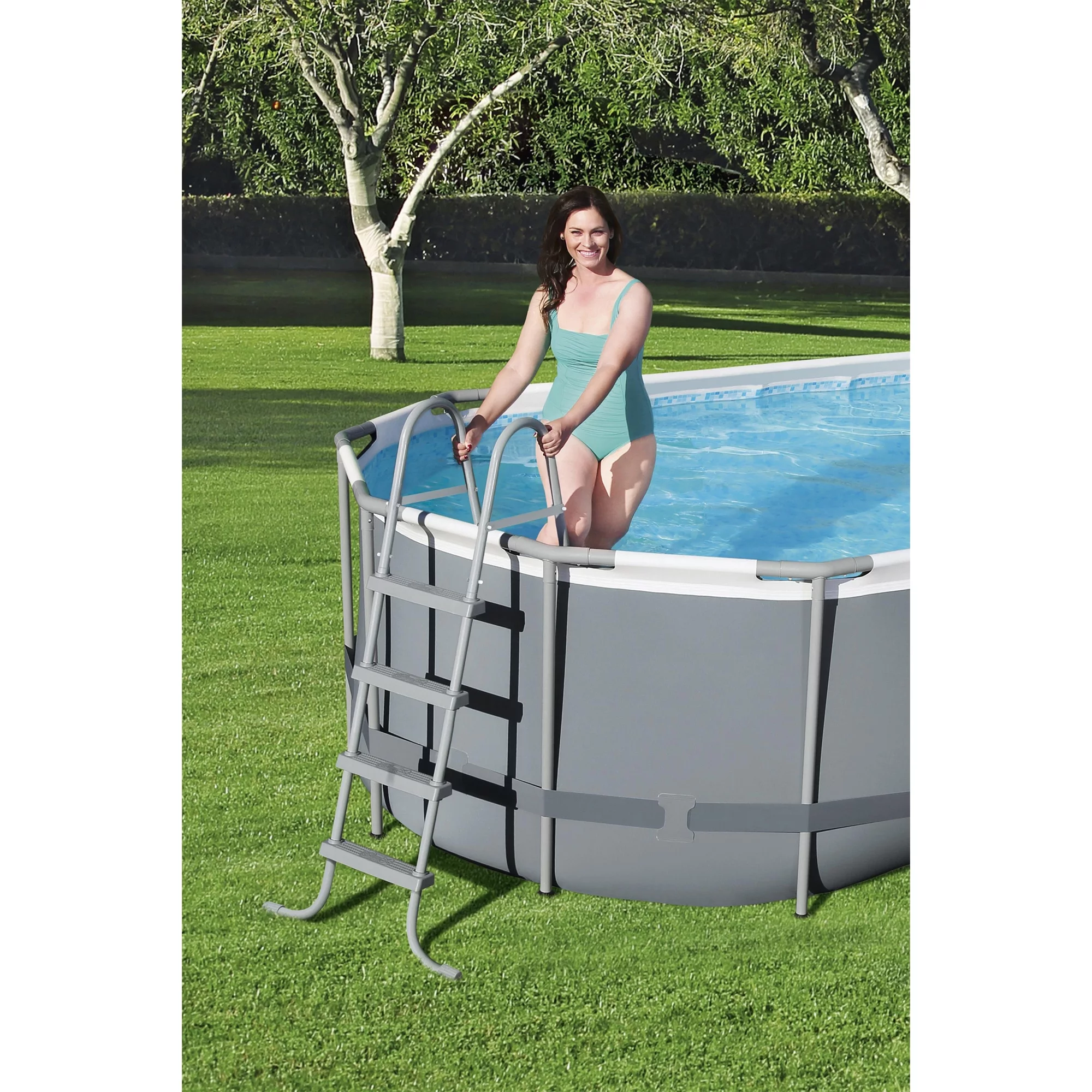 Bestway Power Steel 18' x 9' x 48 Oval Above Ground Outdoor Pool Set