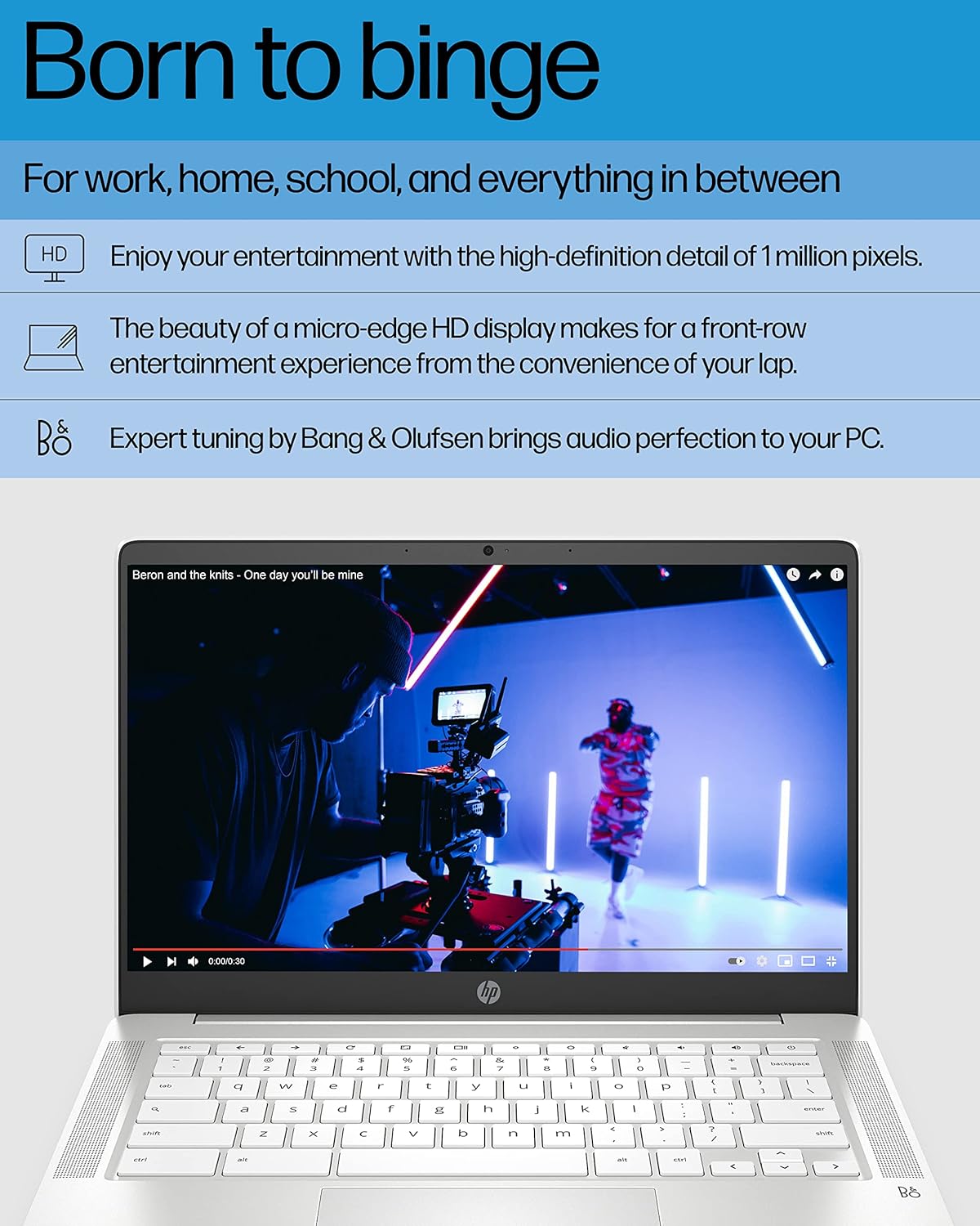 HP Chromebook 14 Laptop, Intel Celeron N4120, 4 GB RAM, 64 GB eMMC, 14" HD Display, Chrome OS, Thin & Portable, 4K Graphics, Long Battery Life, Snow White Keyboard (14a-na0210nr, 2022, Ceramic White)