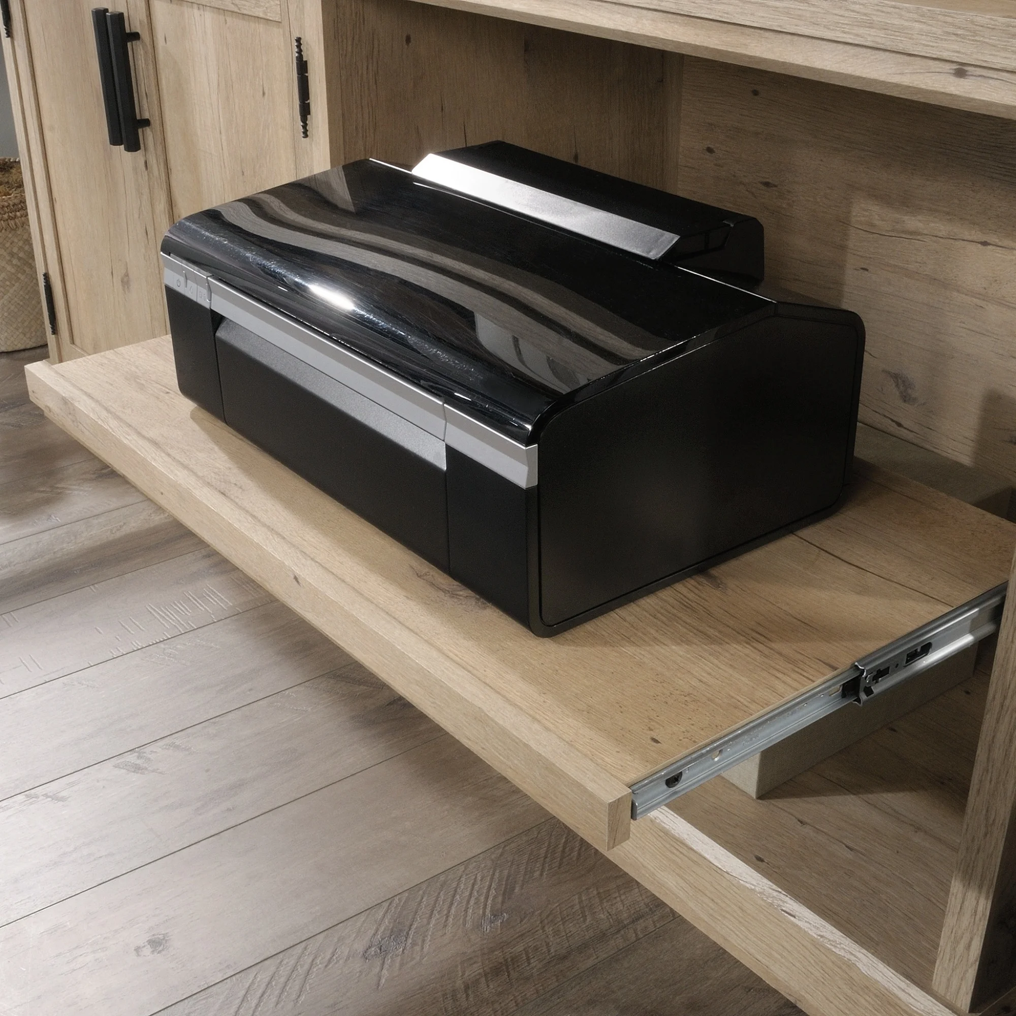 Sauder Aspen Post Engineered Wood Large Office Printer Credenza in Prime Oak