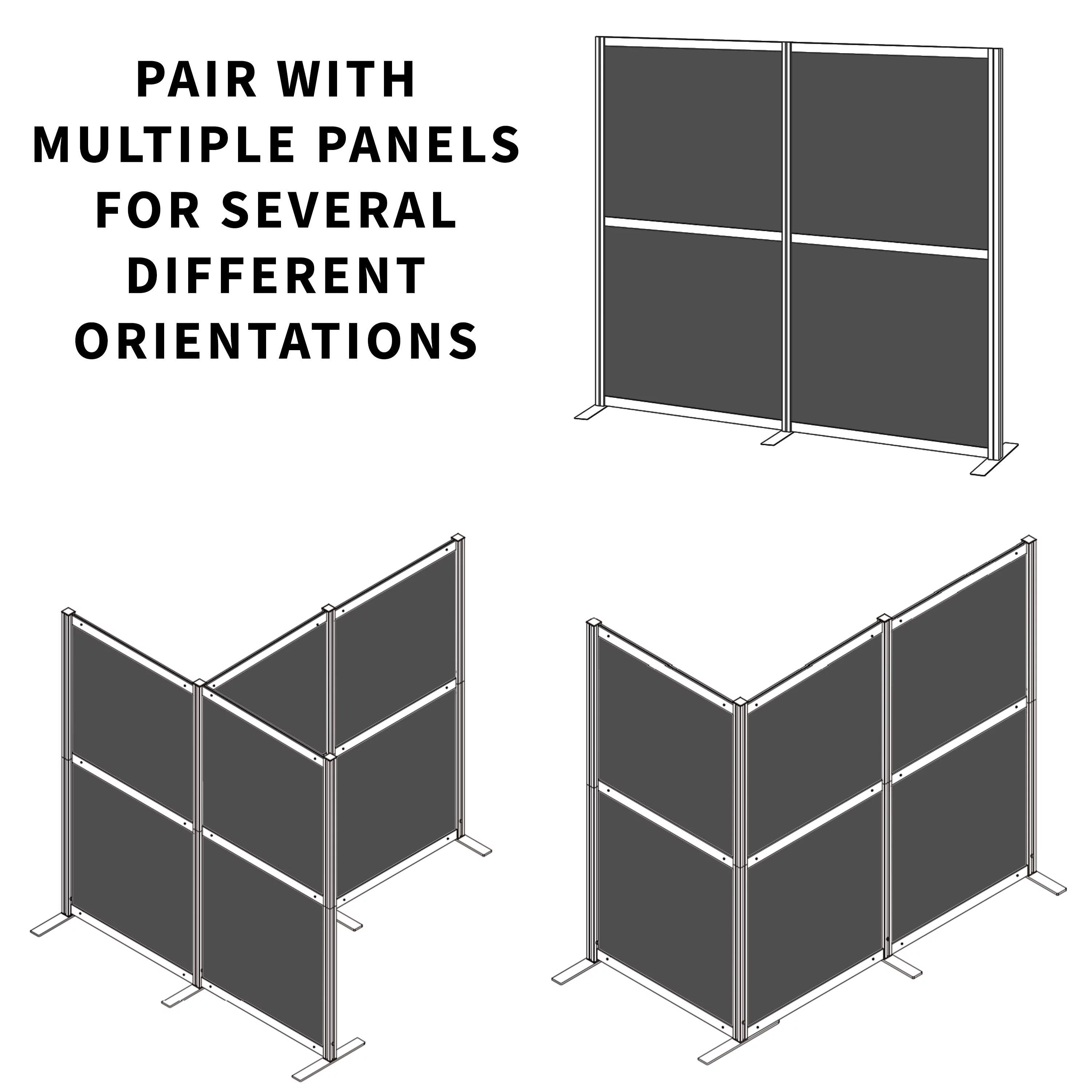VIVO T-Shaped Modular Wall System, 4 PET Panels, Modern Office Cubicle Dividers