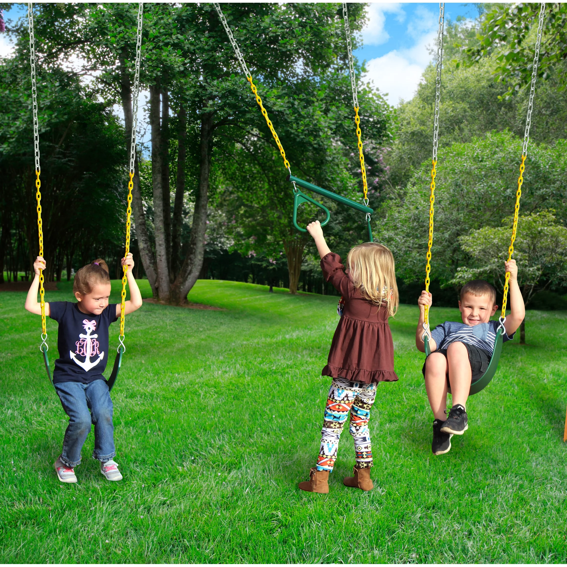 Gorilla Playsets Avalon Swing Set with Vinyl Canopy, Monkey Bars, Climbing Wall and Wave Slide, Amber