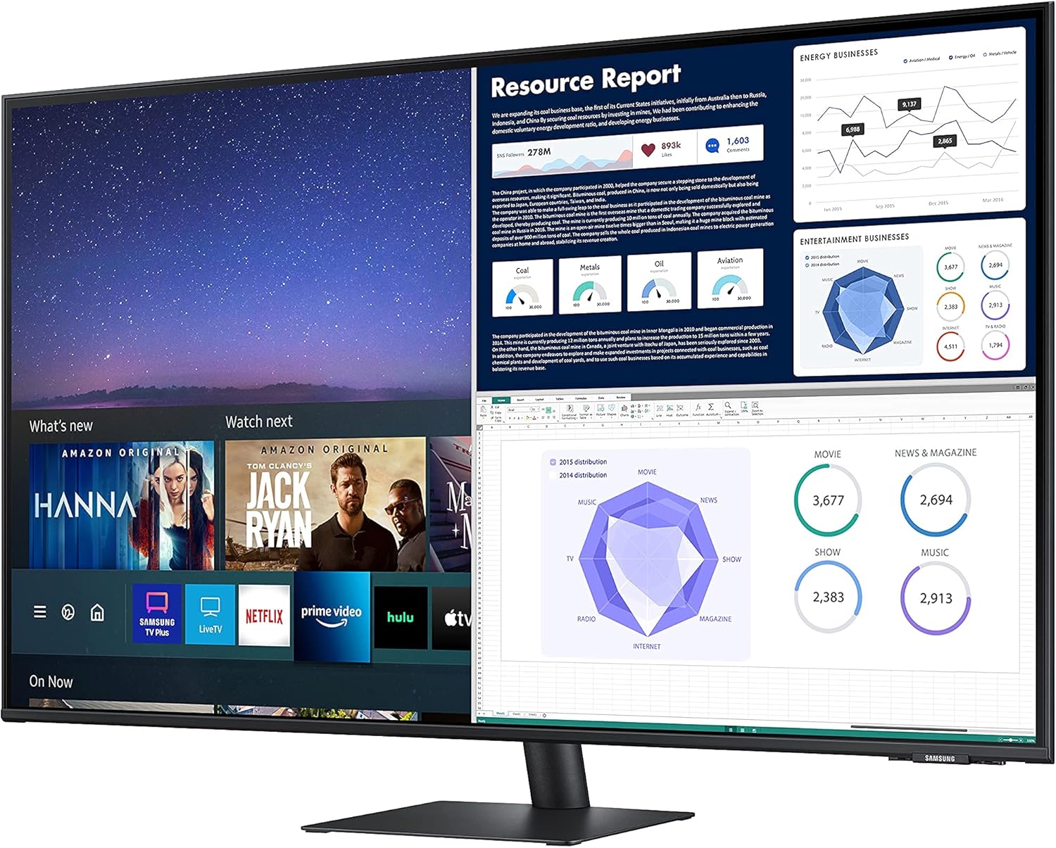Samsung 43-Inch Class Monitor M7 Series - UHD Smart Monitor LS43AM702UNXZA, 2021 Model (Renewed)