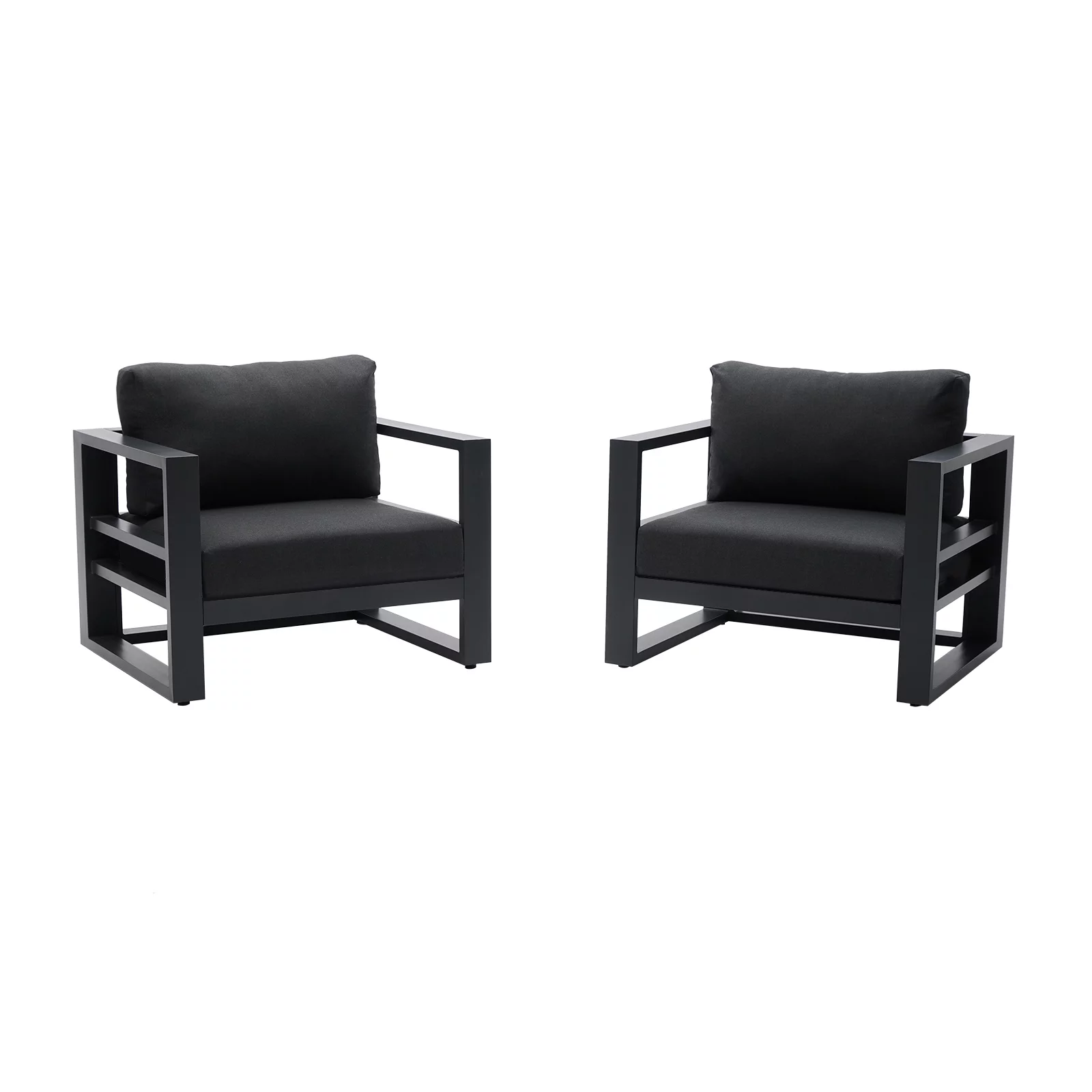 Patio Furniture Armchairs 2 PCS Set Outdoor Aluminum Sofa Set of 2 All Weather Conversation Set - Curated Treasures Market