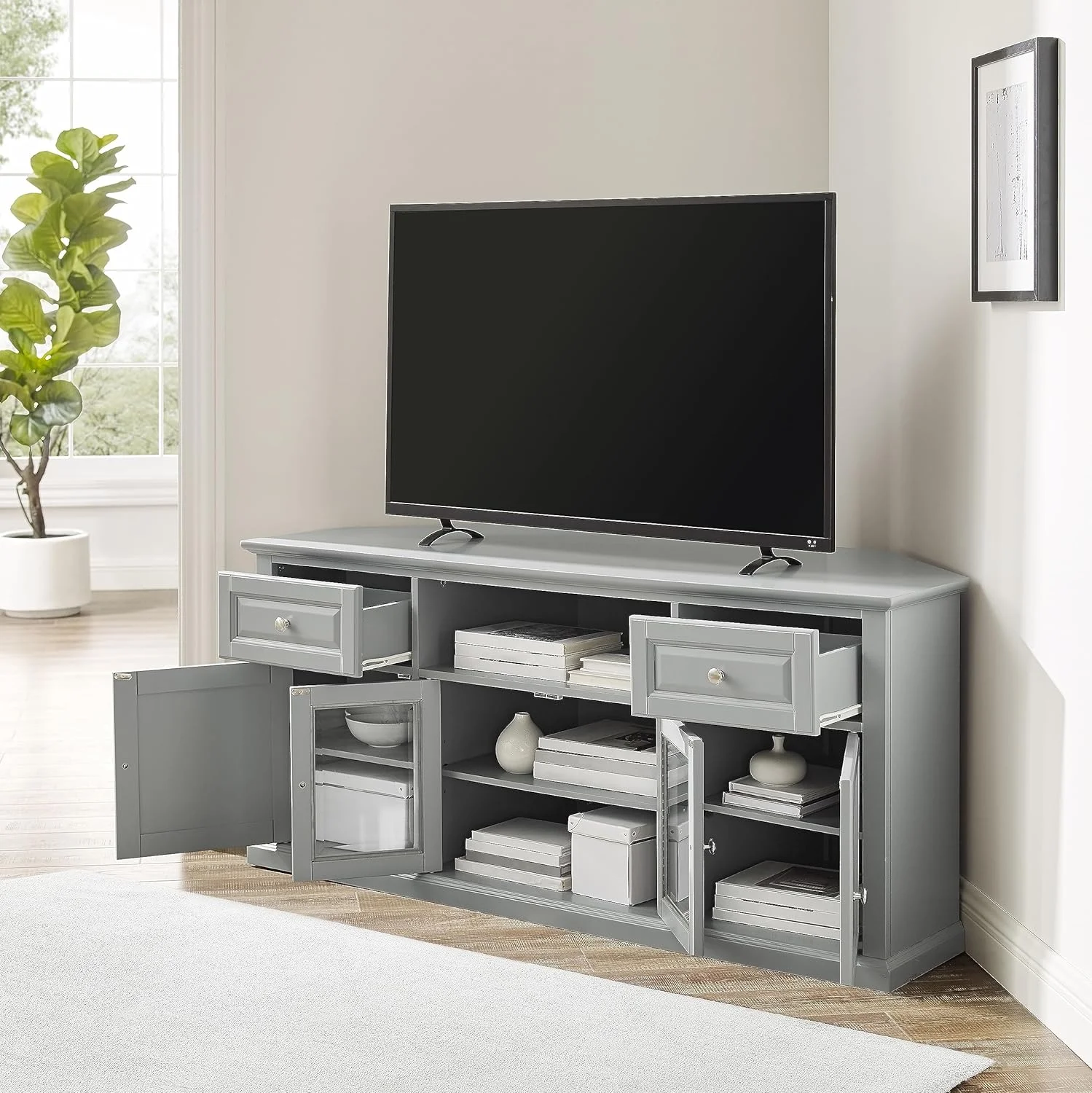 Corner TV Stand - Gray