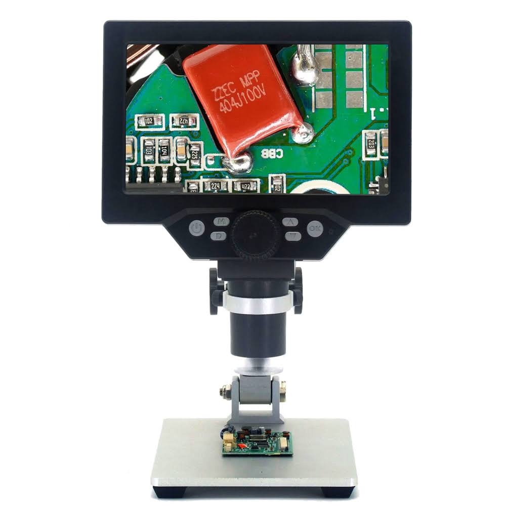 G1200 Digital Microscope 7 inch Large Color Screen Large Base LCD Display Continuous Amplification Magnifier with Alu US Plug 1
