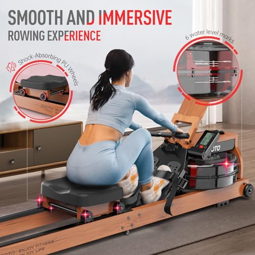JOROTO Rowing Machines for Home Use, Foldable Rower Machine with Bluetooth Monitor, Tablet Holder Water Rowing Machine