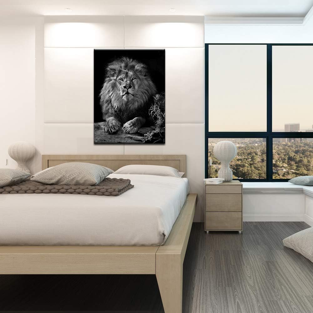 Nachic Wall Lion Canvas Wall Art Modern Black and White Animal Picture Painting for Home Office Living Room Bedroom Decor Gallery Canvas Wrapped Ready to Hang