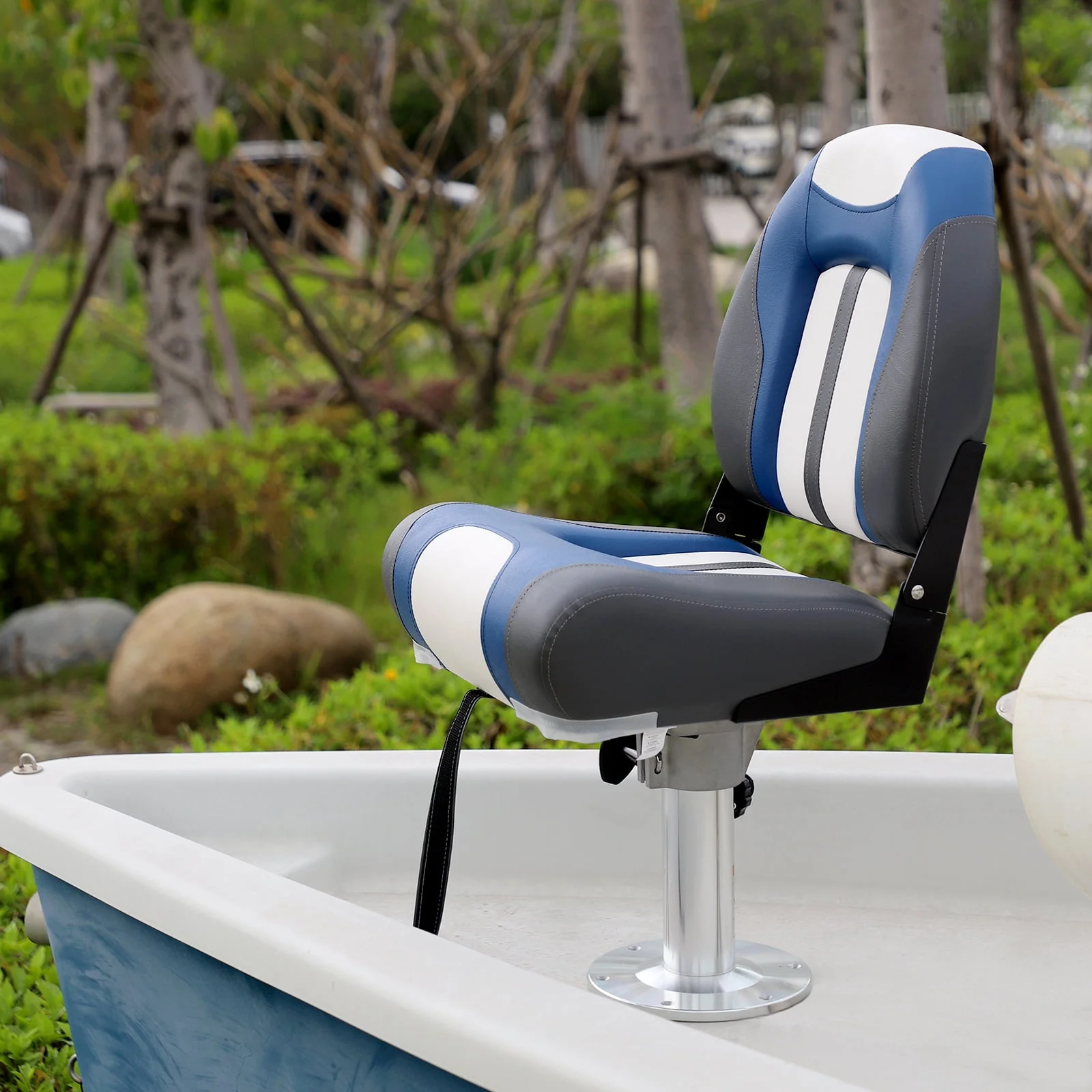 NORTHCAPTAIN S1 Pro Premium High Back Folding Boat Seat,Stainless Steel Screws Included,Charcoal/Black(2 Seats)