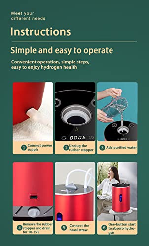 FXNFXLA Hydrogen Generator, Dual-Output Inhaler 99.99% High Purity H&O, Low Noise, Water Ionizer, Hydrogen Inhalation Machine, SPE/PEM Water Electrolysis Ionizer