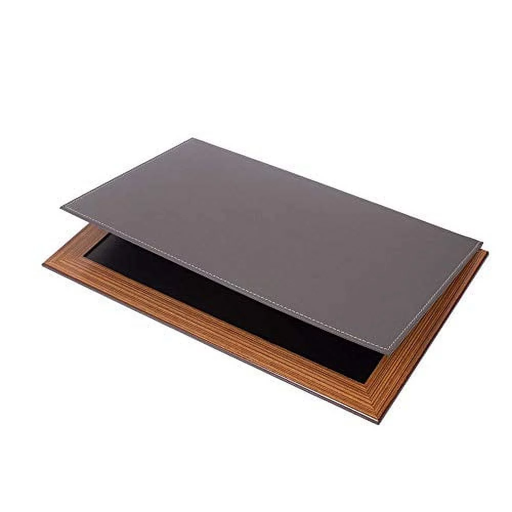 Star Luxury Leather Desk Set, Leather & Wood Desk Set, 11 Pcs, with Double Tray, Desk Organizer (Gray)